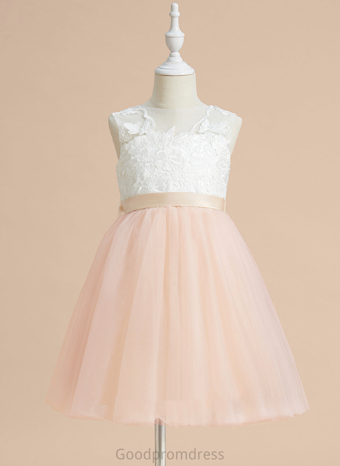 Dress Tulle/Lace Sleeveless Knee-length Neck Bow(s) Flower With - Flower Girl Dresses A-Line Isabelle Girl Scoop