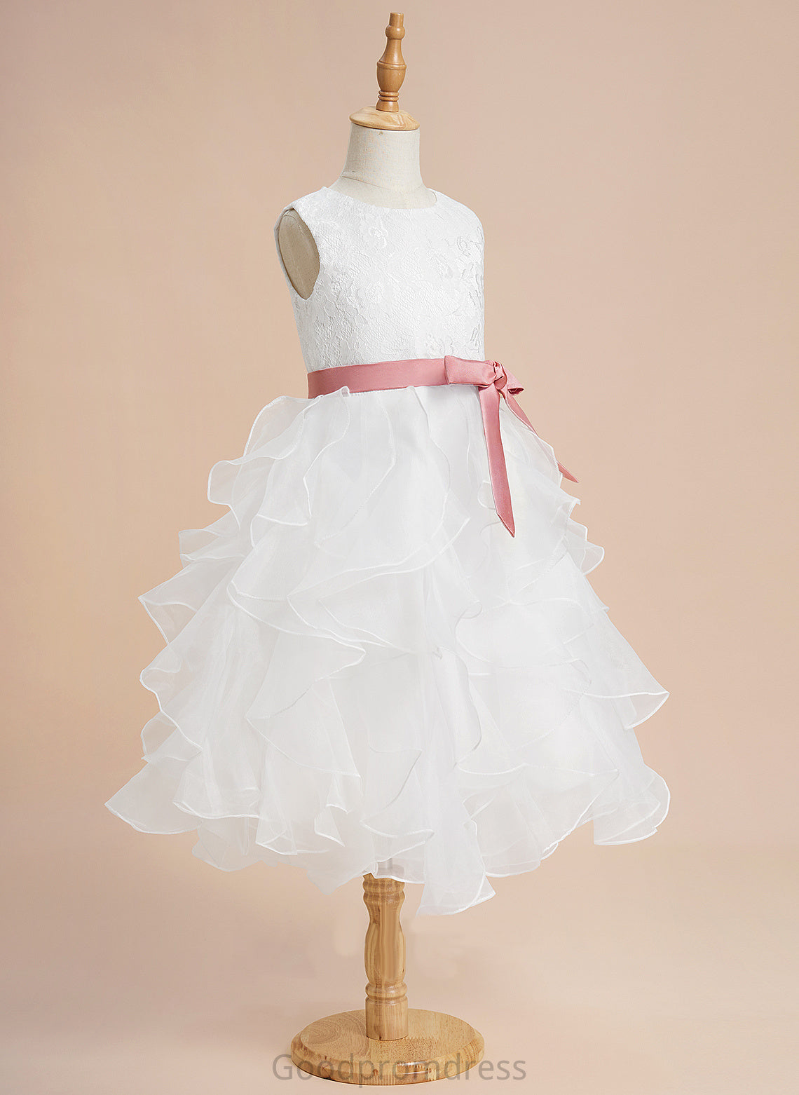 Tea-length Jazlynn Dress Neck With - Flower Scoop Girl Flower Girl Dresses Lace/Sash Sleeveless Organza Ball-Gown/Princess