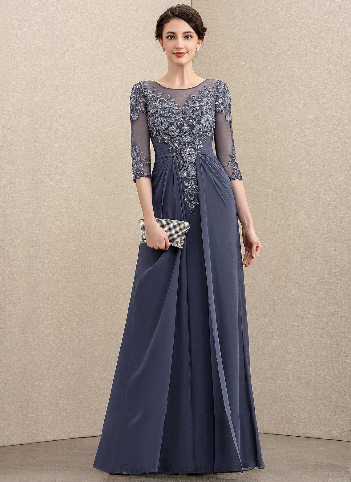 of A-Line Neck Lace Bride Floor-Length Mother Dress Mother of the Bride Dresses the Chiffon Scoop Danika