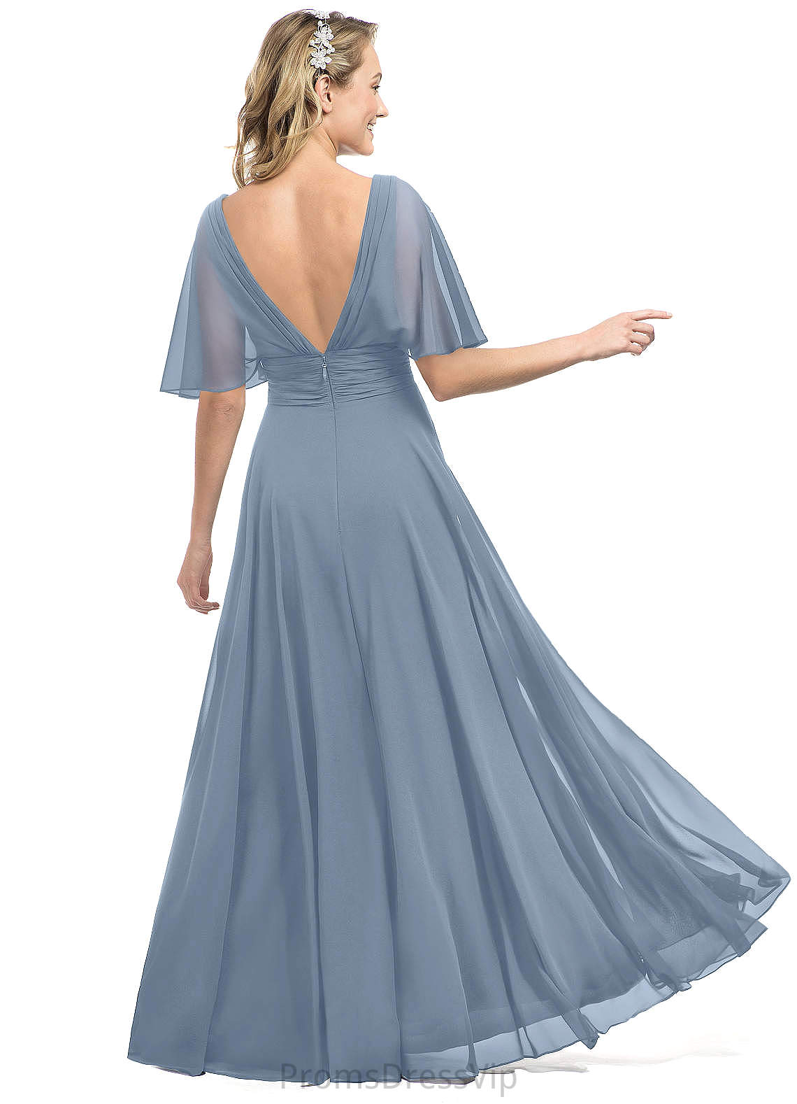 Una Sleeveless Halter Floor Length Natural Waist A-Line/Princess Bridesmaid Dresses