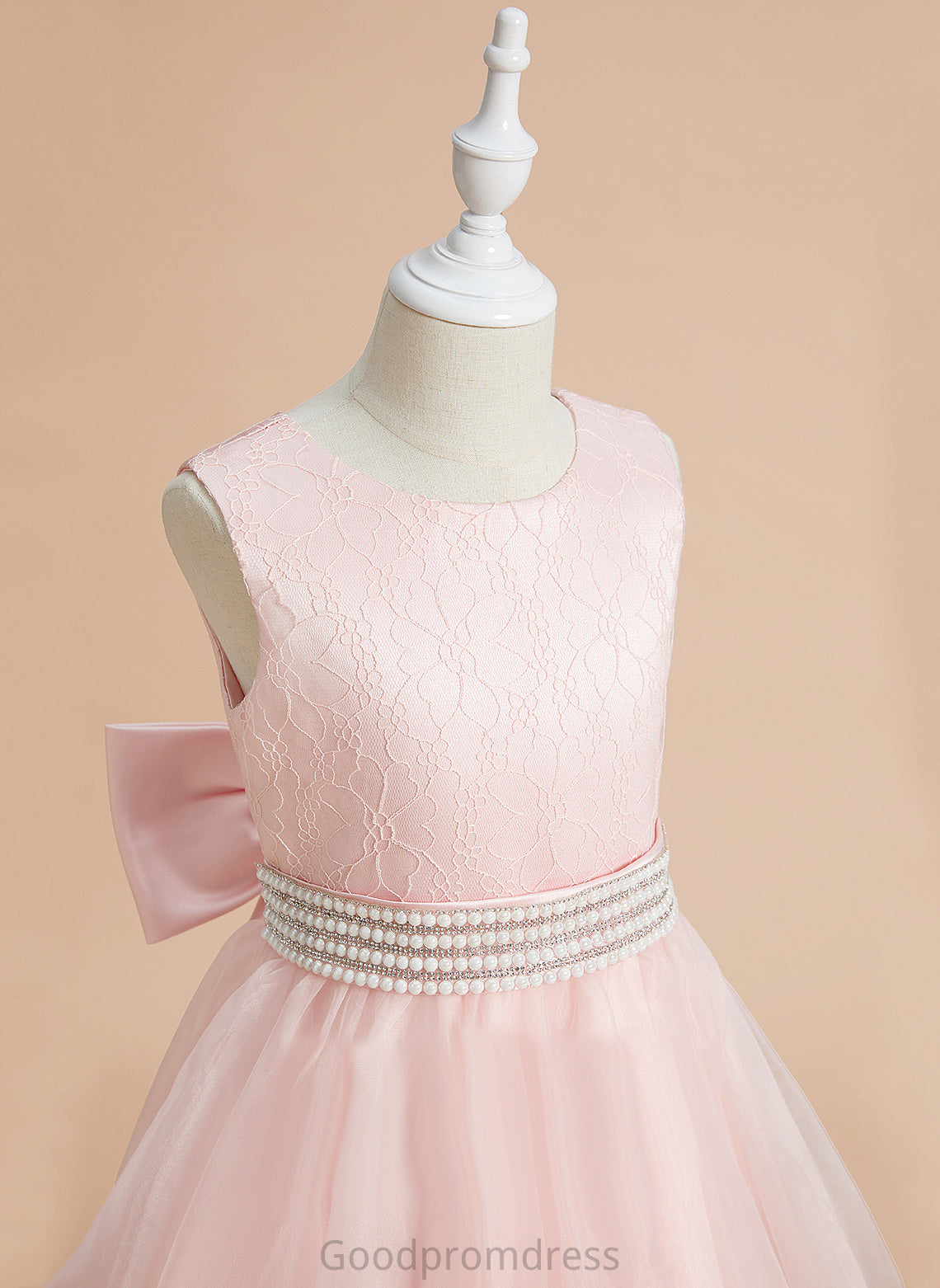 Scoop Flower Dress Organza/Lace Beading/Bow(s) Girl Flower Girl Dresses Ball-Gown/Princess Neck Paloma With Ankle-length - Sleeveless