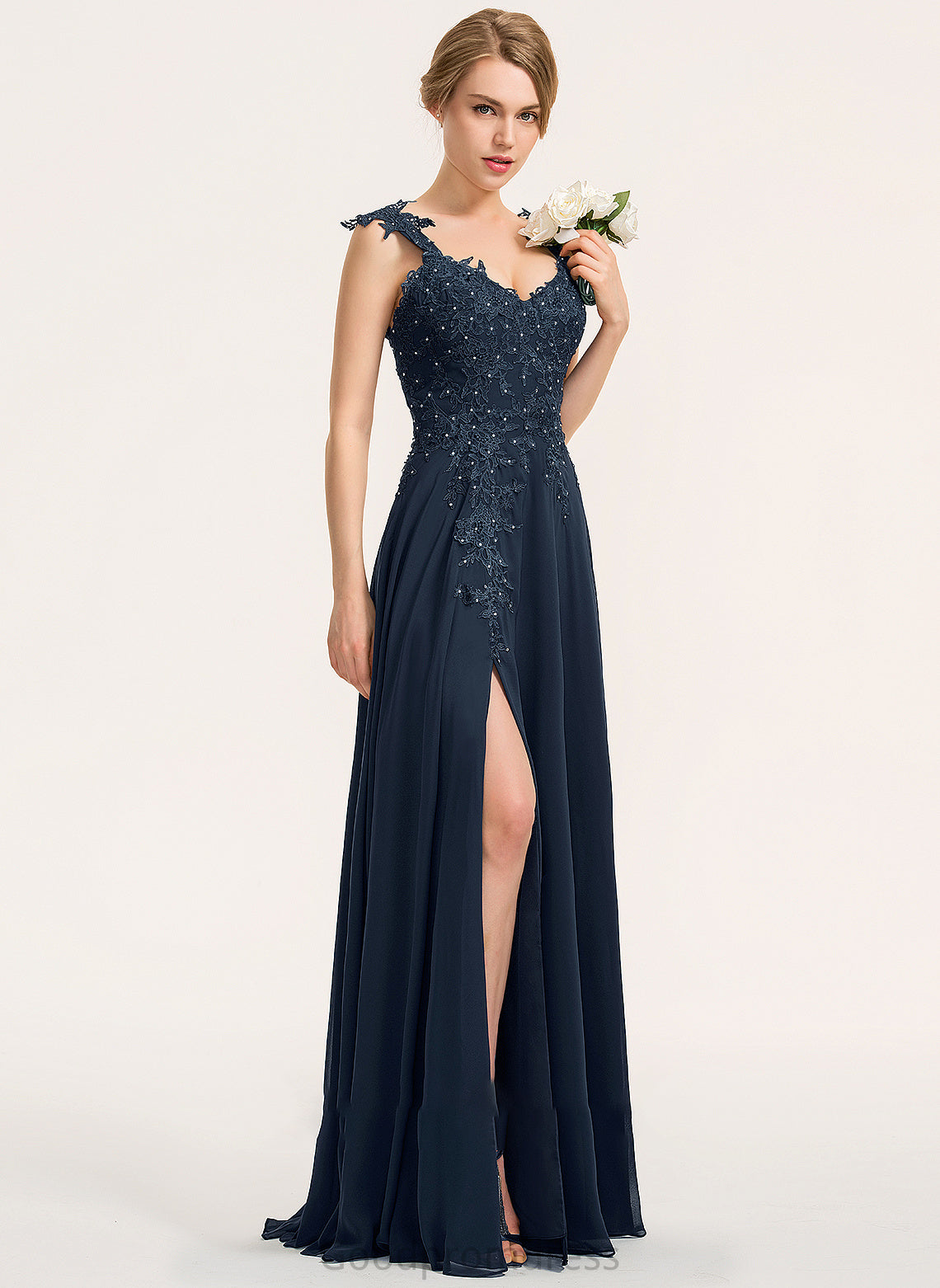 A-Line Floor-Length Neckline Fabric Embellishment Beading SplitFront Length Silhouette Sweetheart Karly Floor Length Bridesmaid Dresses