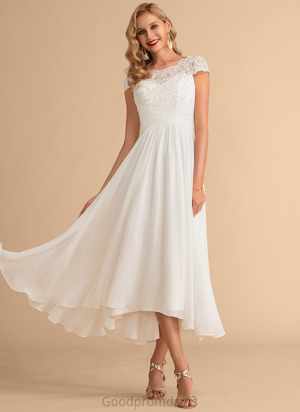 Asymmetrical Philippa A-Line Chiffon Dress Wedding Dresses Neck Wedding Scoop