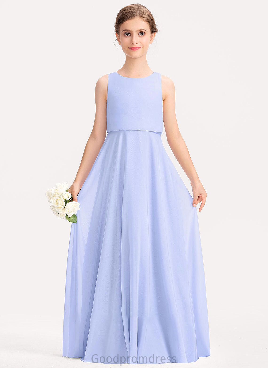 Chiffon Junior Bridesmaid Dresses A-Line Neck Floor-Length Joanne Scoop