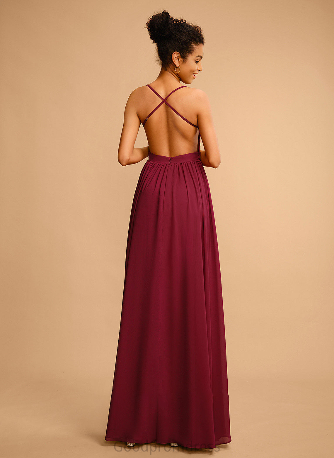 With Cheyenne Prom Dresses A-Line Lace Floor-Length V-neck Chiffon