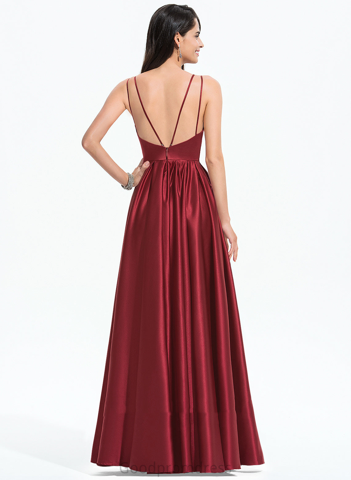 Jan V-Neck Satin Dresses A-line Formal Dresses