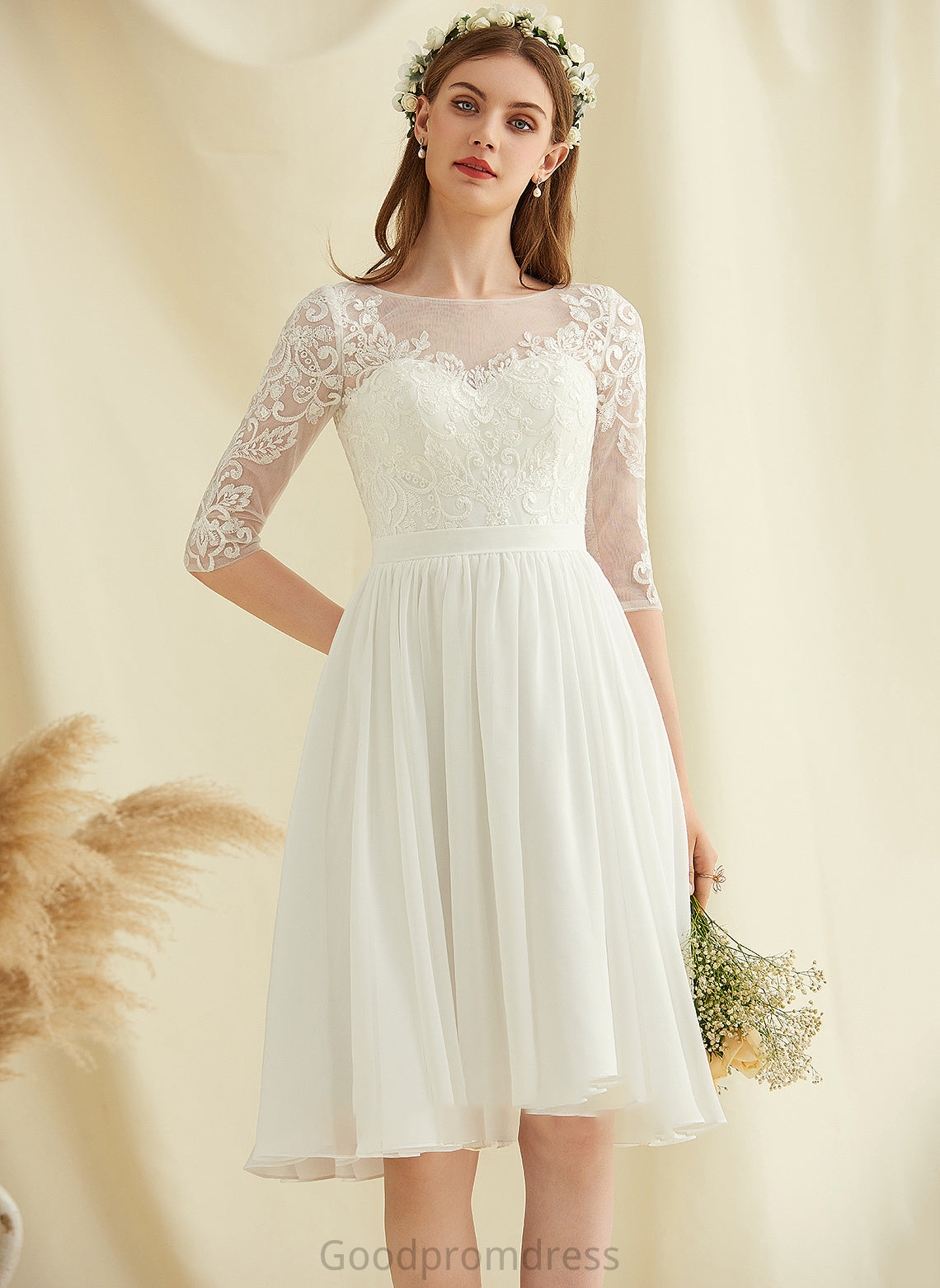 Sequins With Chiffon Wedding Dresses Valery Dress Lace Wedding Knee-Length A-Line