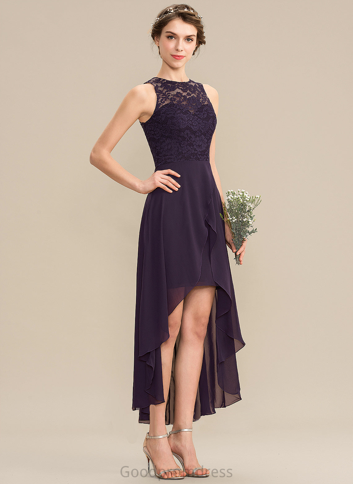 A-Line Straps Silhouette Asymmetrical Neckline Lace Length ScoopNeck Fabric Brisa Scoop A-Line/Princess Bridesmaid Dresses