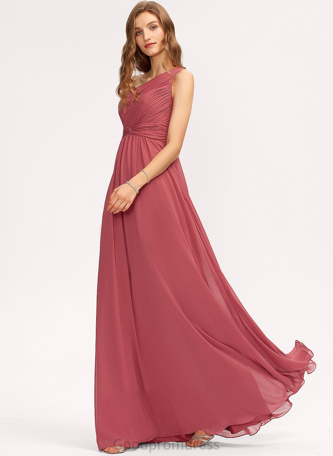 Neckline A-Line One-Shoulder Floor-Length Embellishment Length Ruffle Silhouette Fabric Saniyah Sweetheart A-Line/Princess Bridesmaid Dresses