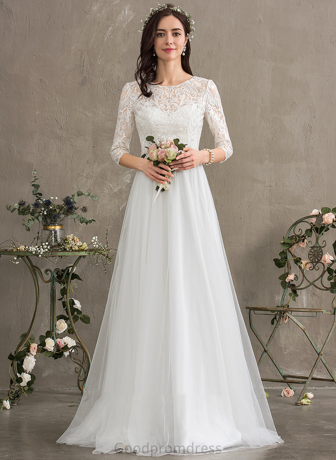 Sarahi Floor-Length Wedding Dresses A-Line Wedding Dress Tulle Sweetheart