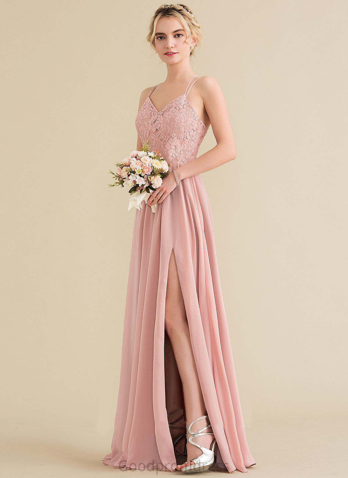 Rihanna Floor-Length Chiffon Prom Dresses Sweetheart A-Line Lace