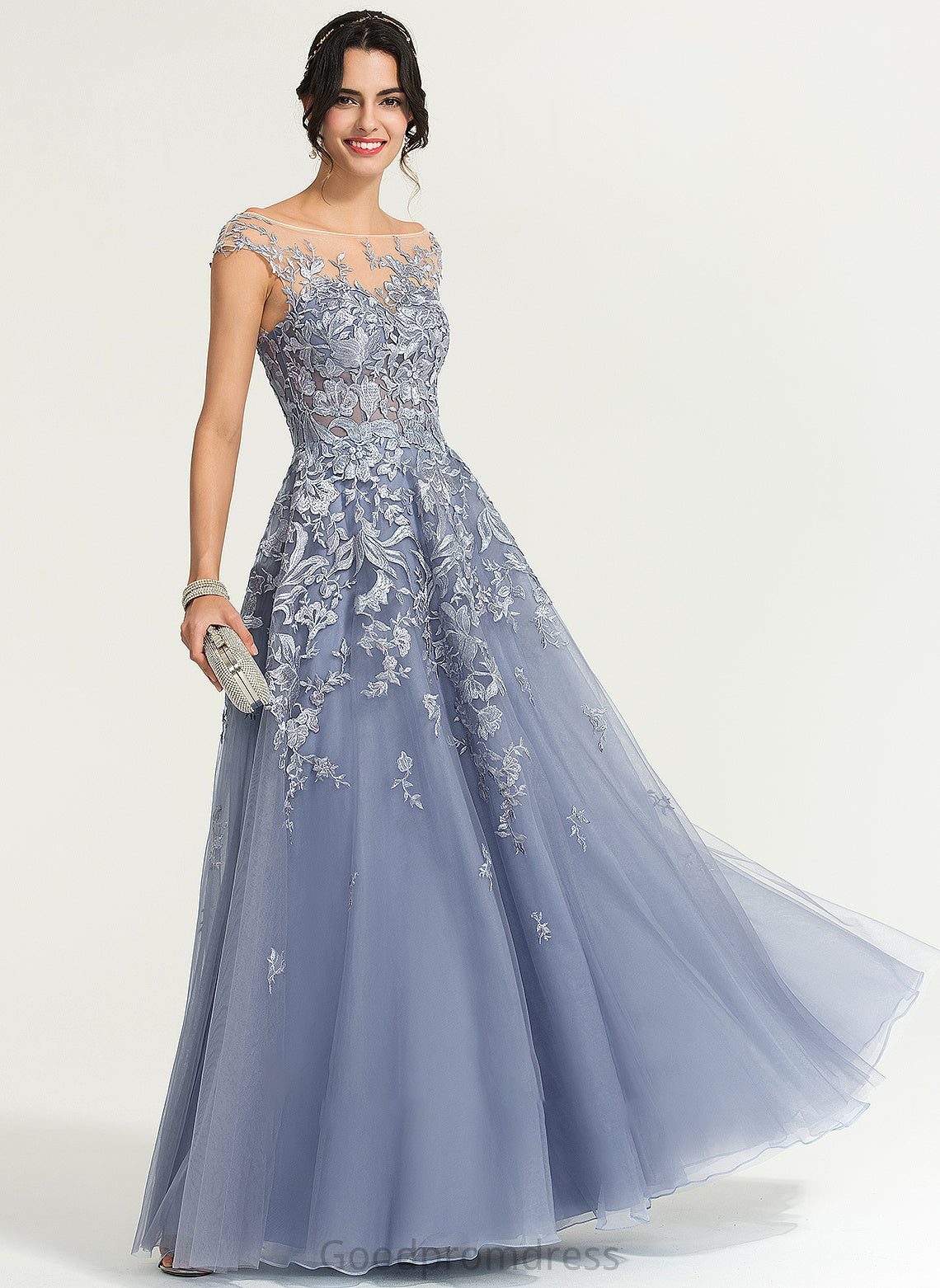 Tulle Floor-Length Scoop Ball-Gown/Princess Prom Dresses Lainey Neck