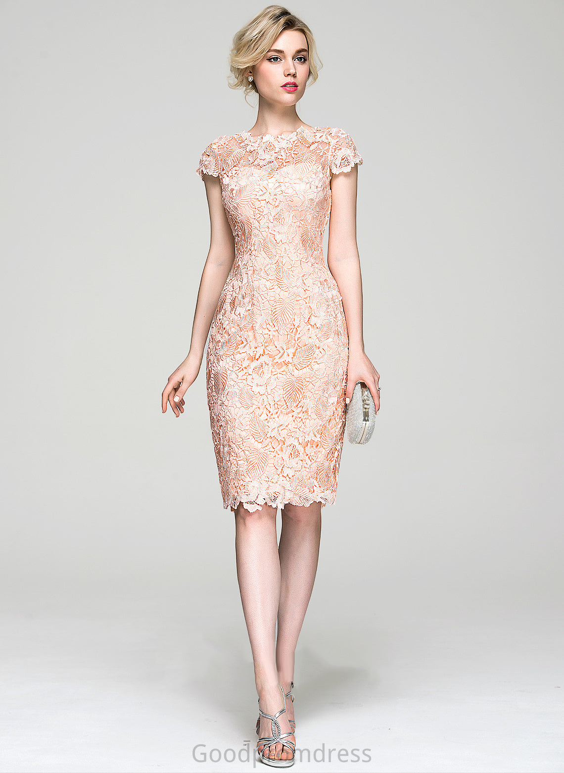 Neck Sheath/Column Lace Cocktail Dresses Scoop Claire Cocktail Dress Knee-Length