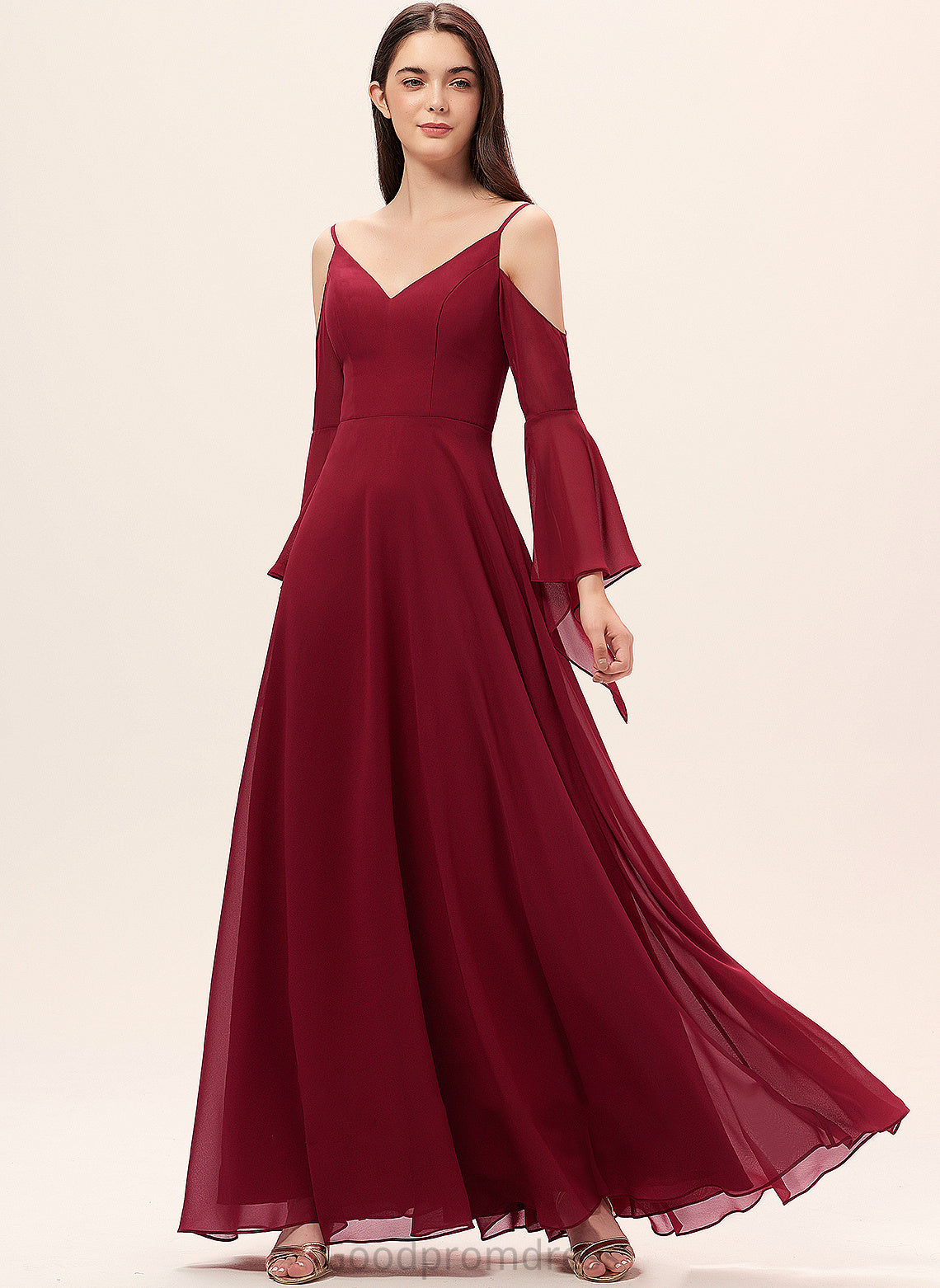 V-neck Neckline Length Fabric A-Line Straps Silhouette Floor-Length Meredith Spaghetti Staps Sheath/Column Floor Length Bridesmaid Dresses