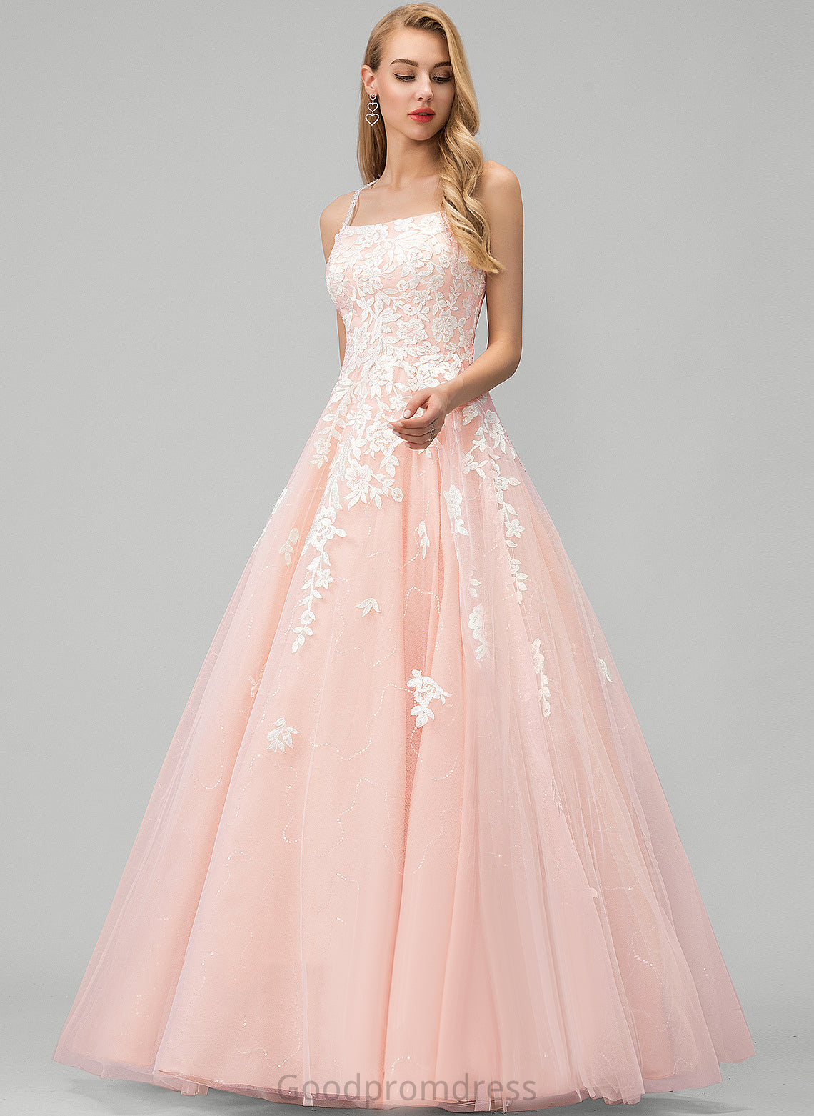 Square Lace Sequins Floor-Length Ball-Gown/Princess With Tulle Ayanna Prom Dresses