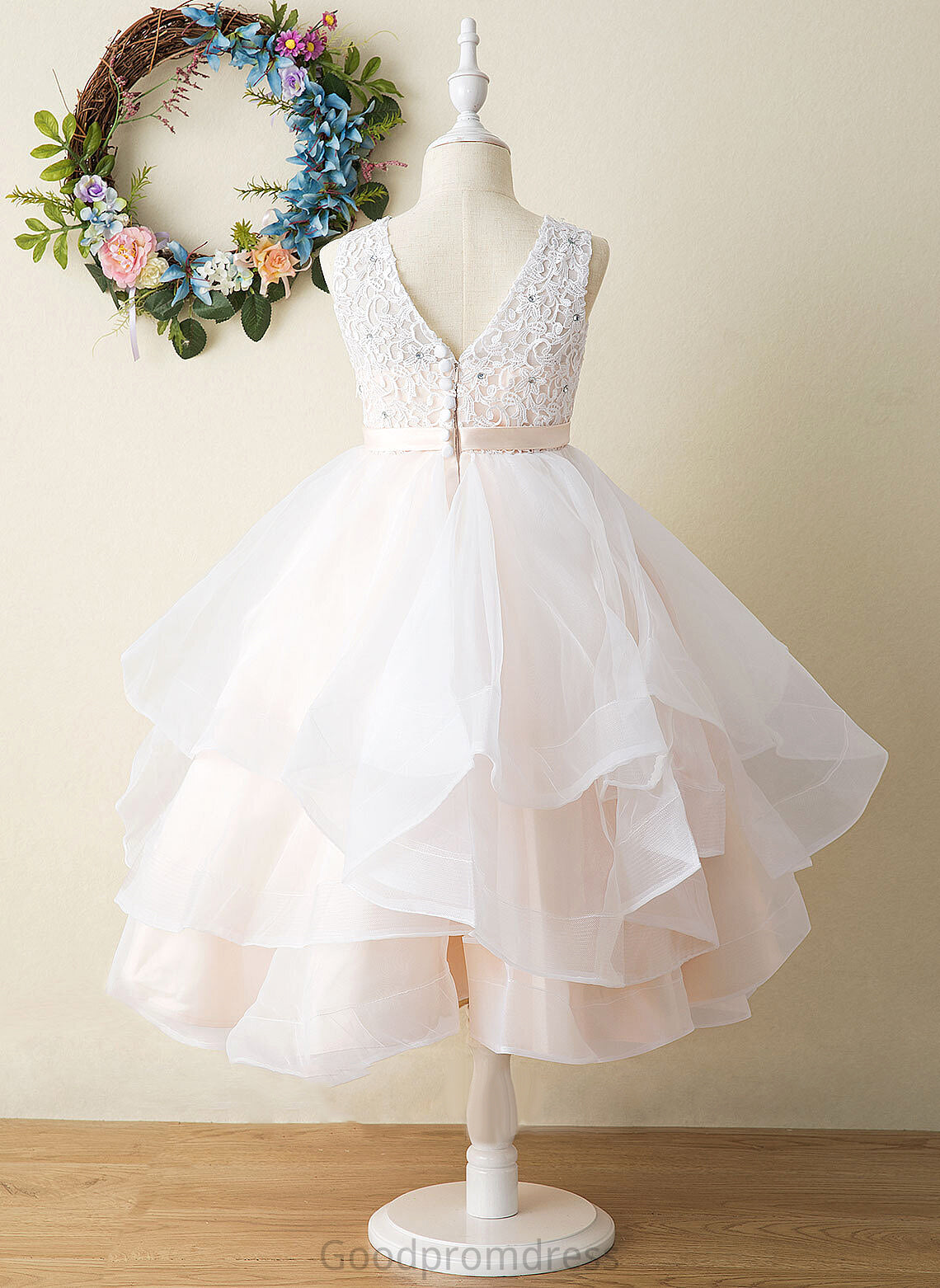 Tulle/Lace Flower Girl Dresses Yareli Ball-Gown/Princess - Tea-length Scoop Sleeveless Dress Flower Girl Neck