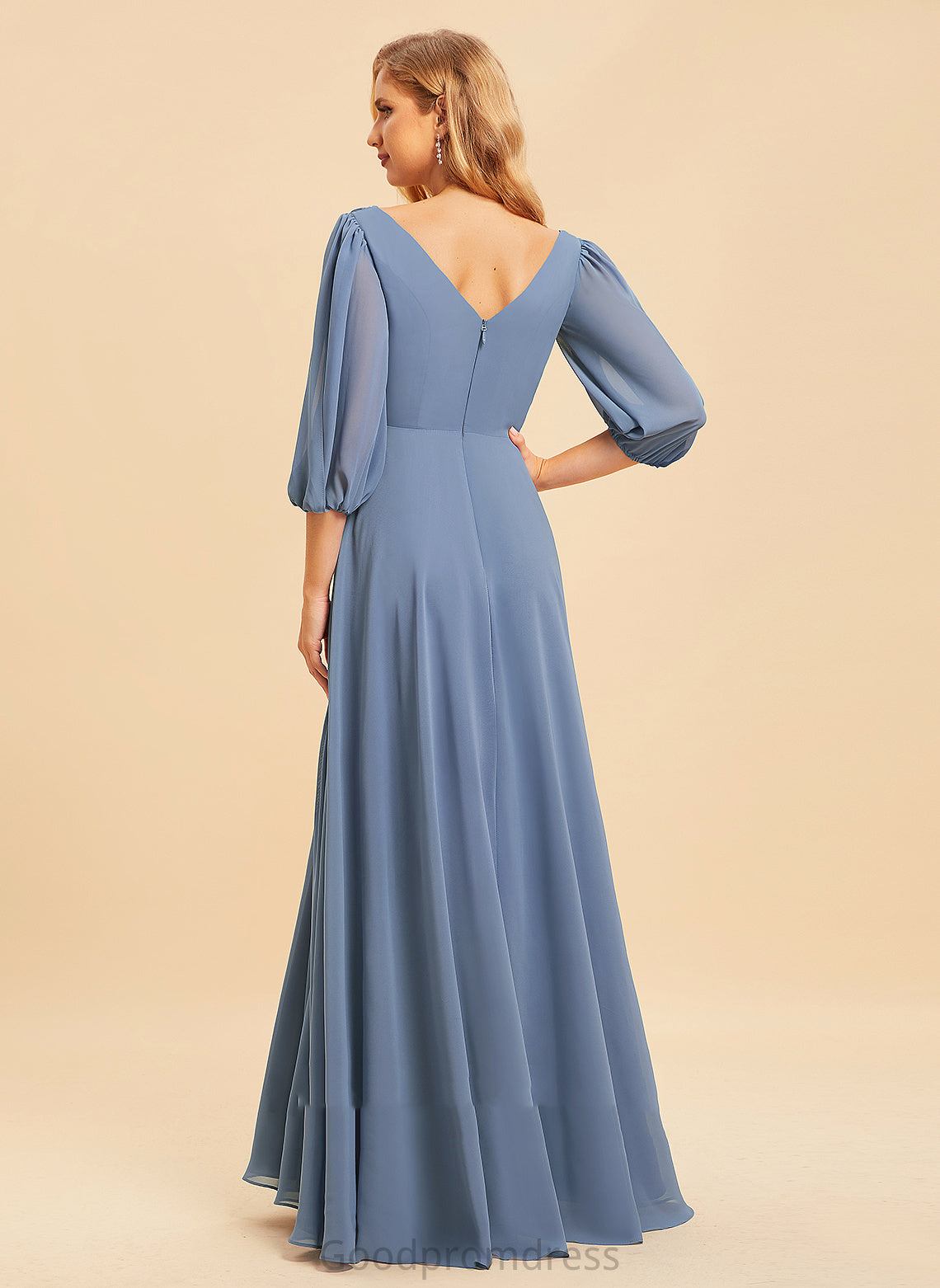 Silhouette Floor-Length V-neck Embellishment Length Neckline A-Line Fabric Ruffle Kenna Sleeveless Lace Bridesmaid Dresses