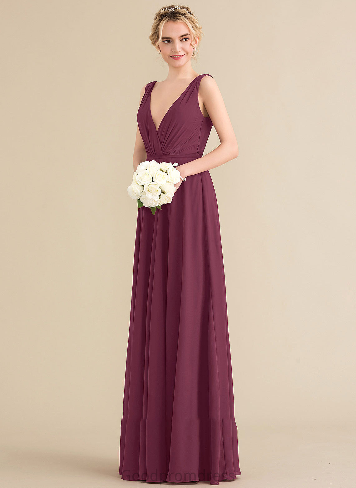 Ruffle Fabric Neckline Floor-Length Silhouette Embellishment V-neck Length A-Line Felicity Floor Length Spaghetti Staps Bridesmaid Dresses