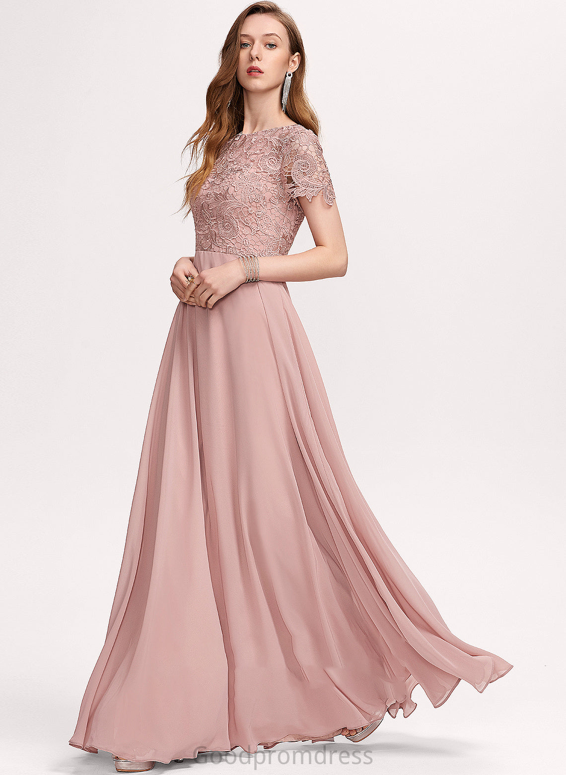 Scoop Chiffon With Prom Dresses Neck Floor-Length Hailey A-Line Sequins