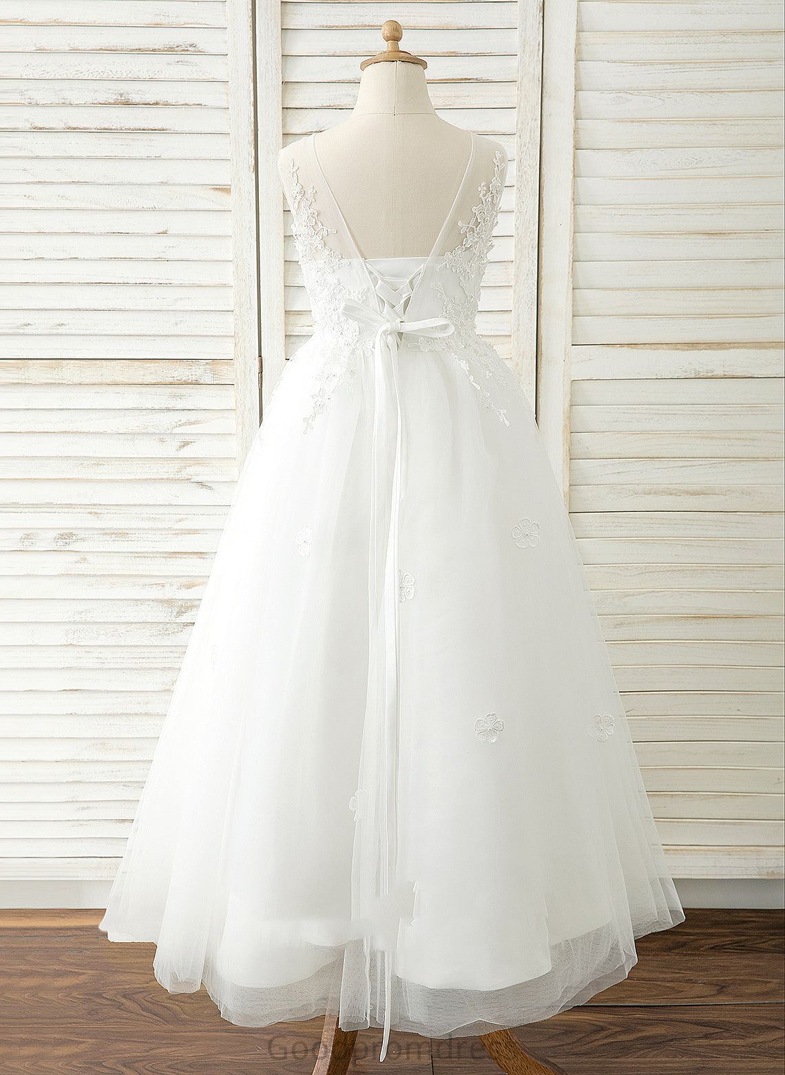 Flower Girl Dresses - Tulle/Lace Dress Neck Celeste A-Line Girl Floor-length Sleeveless Flower Scoop