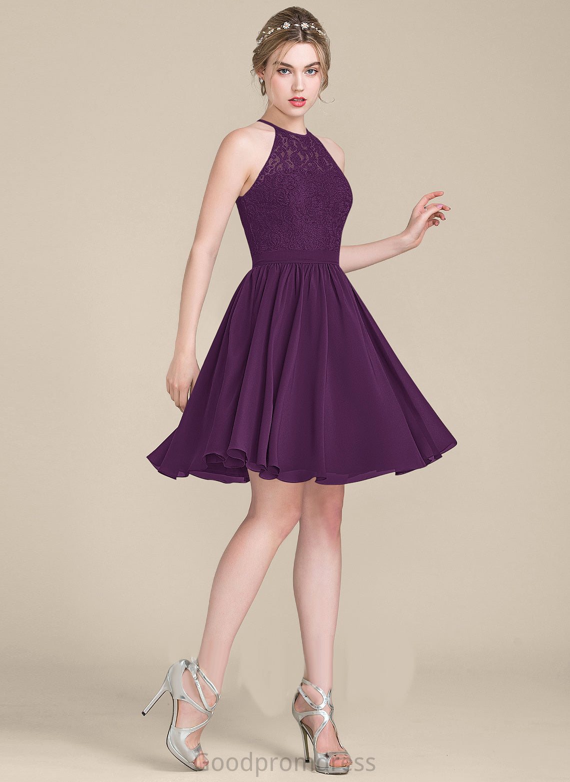 Scoop Lace Cocktail A-Line Knee-Length Neck Chiffon Dress Cocktail Dresses Juliette