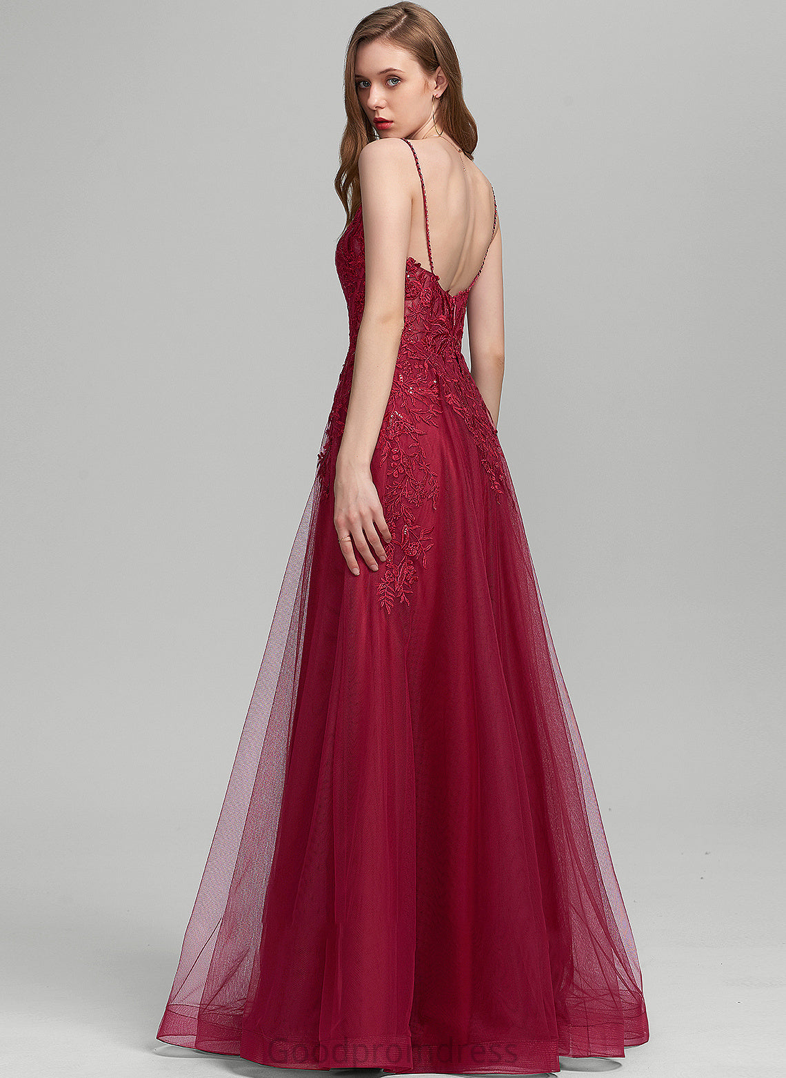 Ball-Gown/Princess V-neck Beading Floor-Length Tulle Sequins With Prom Dresses Sydney