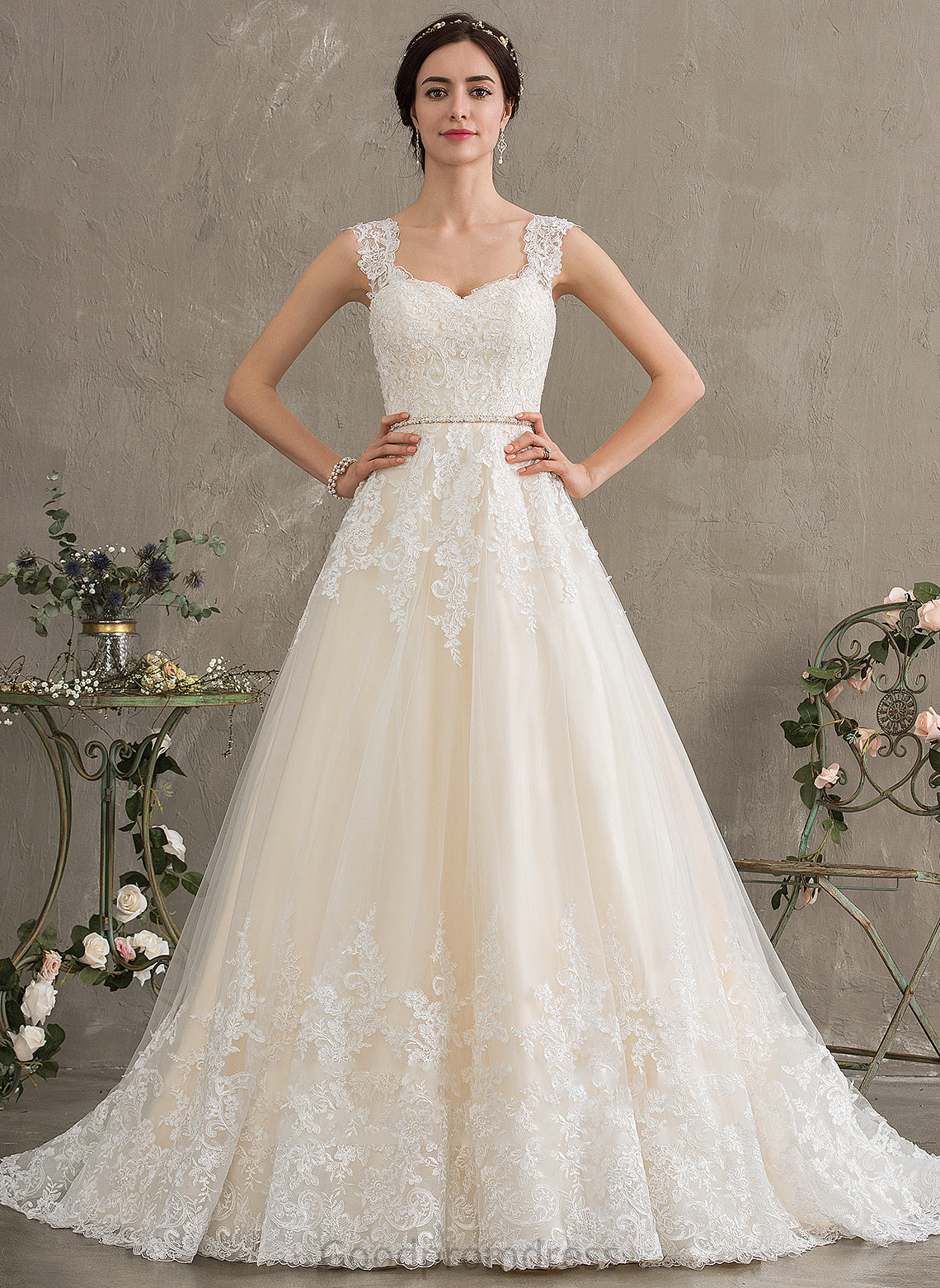 Sweetheart Ball-Gown/Princess Train Tulle Wedding Dresses Dress Wedding With Court Jill Beading Sequins