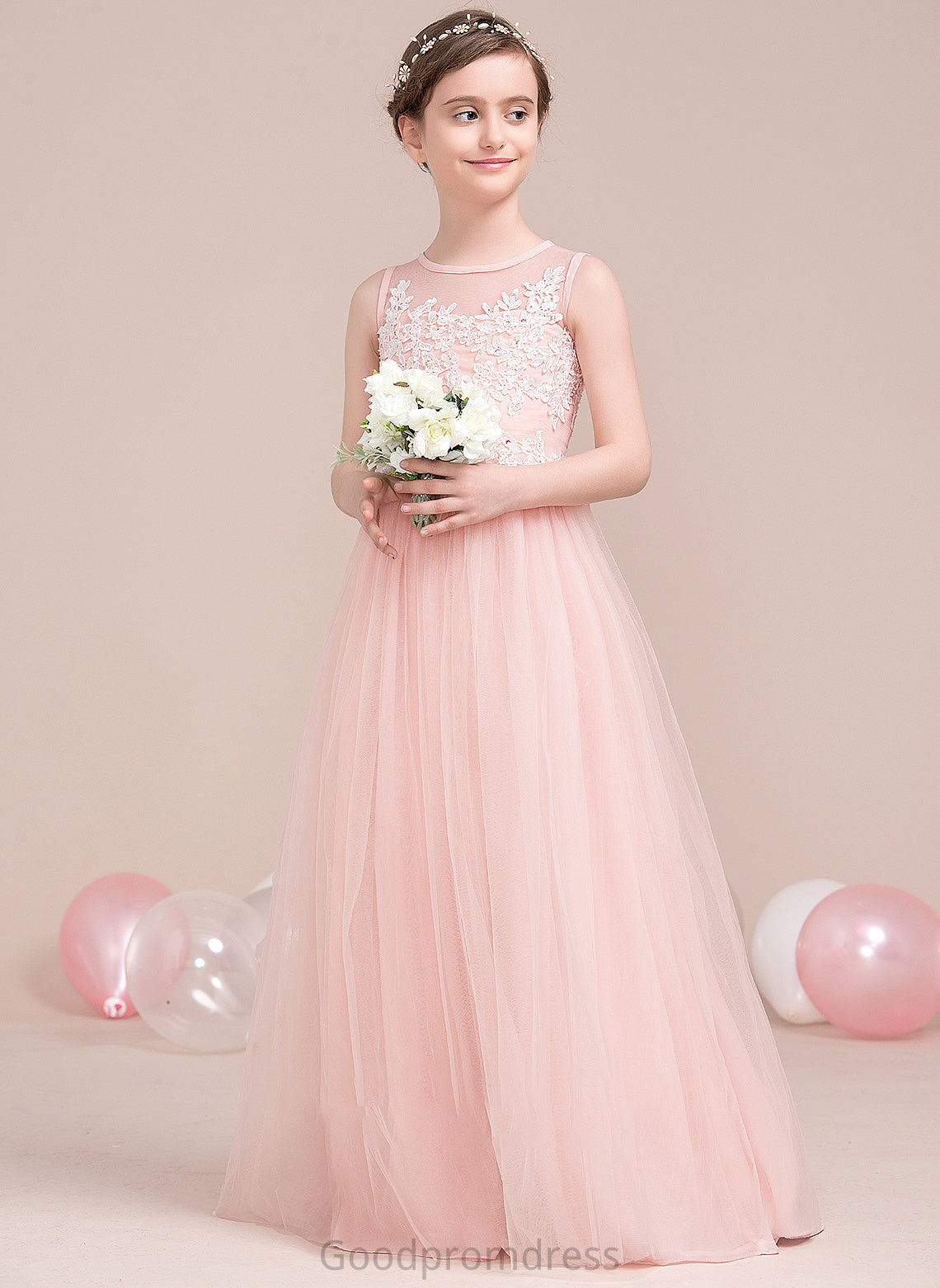 Floor-Length Rachel Junior Bridesmaid Dresses Neck With Sequins Tulle Scoop A-Line Beading