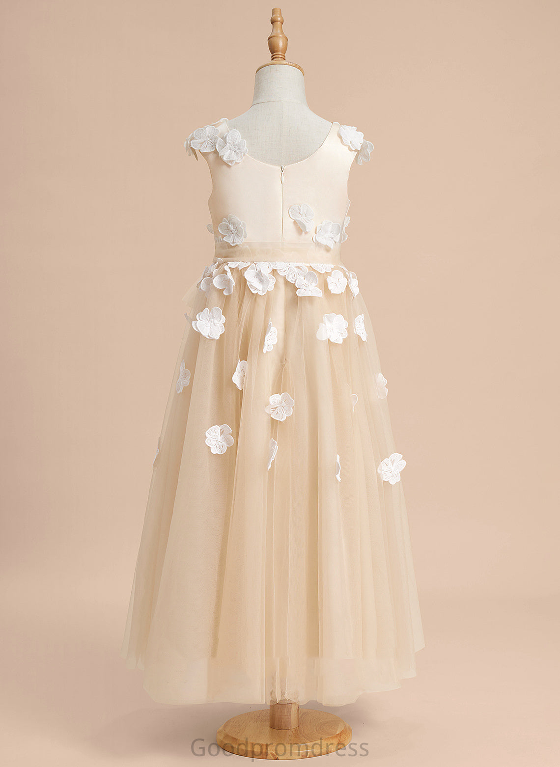 Sleeveless Flower Girl Dresses Neck Girl With Ankle-length Scoop - Flower Tulle A-Line Lace/Flower(s) Esmeralda Dress