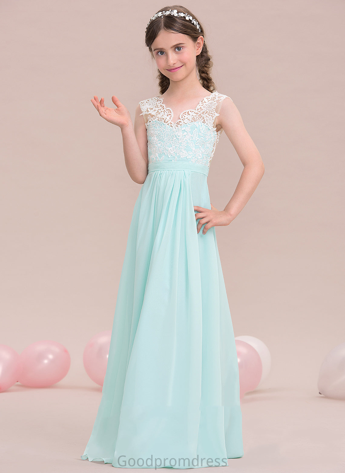 Patricia Floor-Length V-neck Junior Bridesmaid Dresses A-Line Chiffon