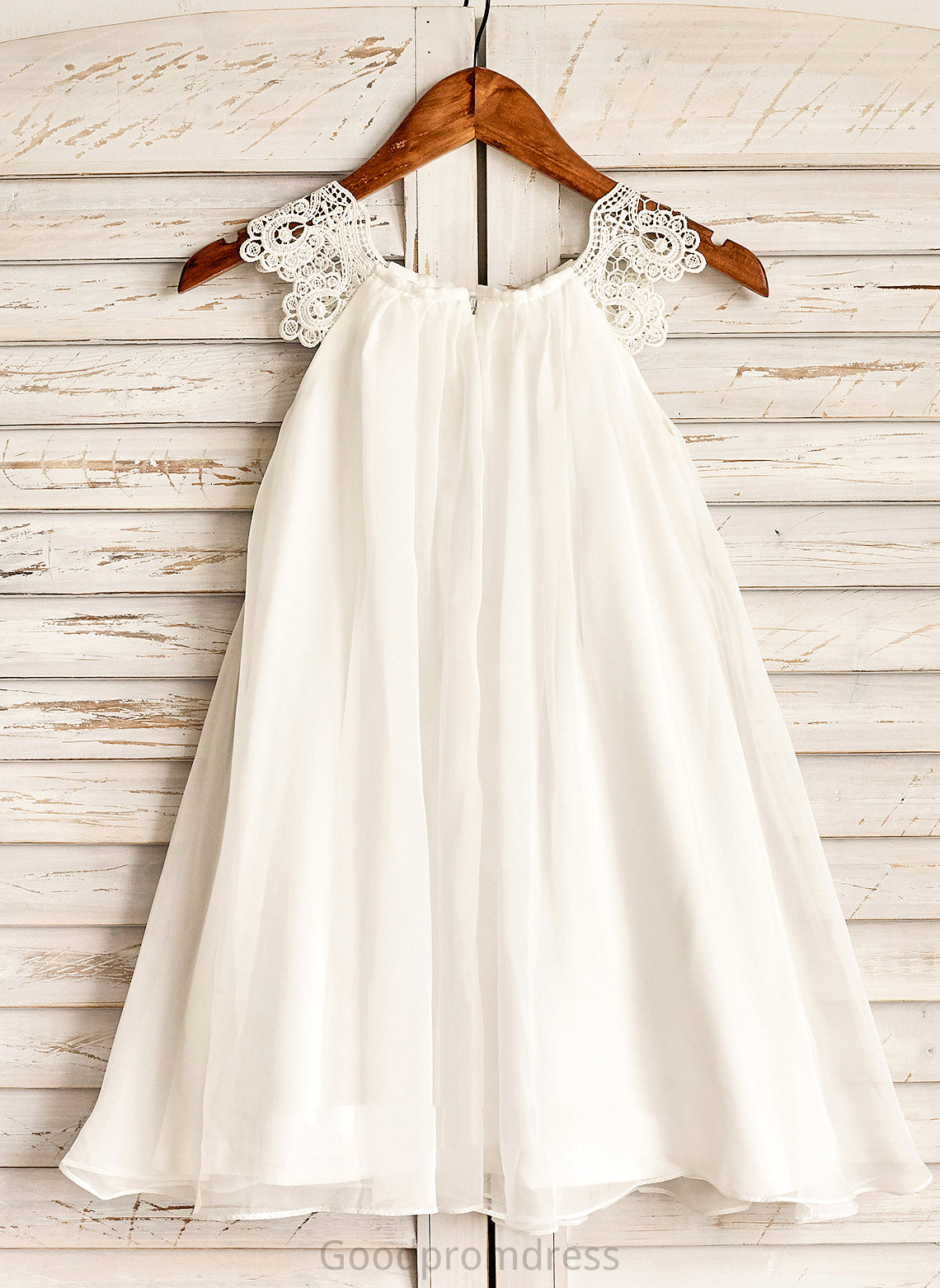 A-Line Sleeveless Chiffon Dress Girl Knee-length Lace Neck Kyla Flower Girl Dresses With - Scoop Flower