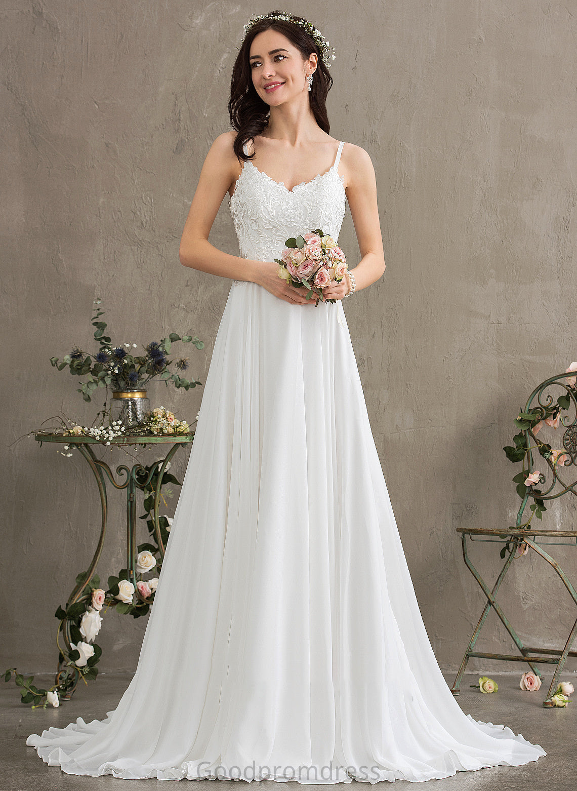 Wedding Sweetheart Dress Train Wedding Dresses A-Line Alexus Sweep Chiffon