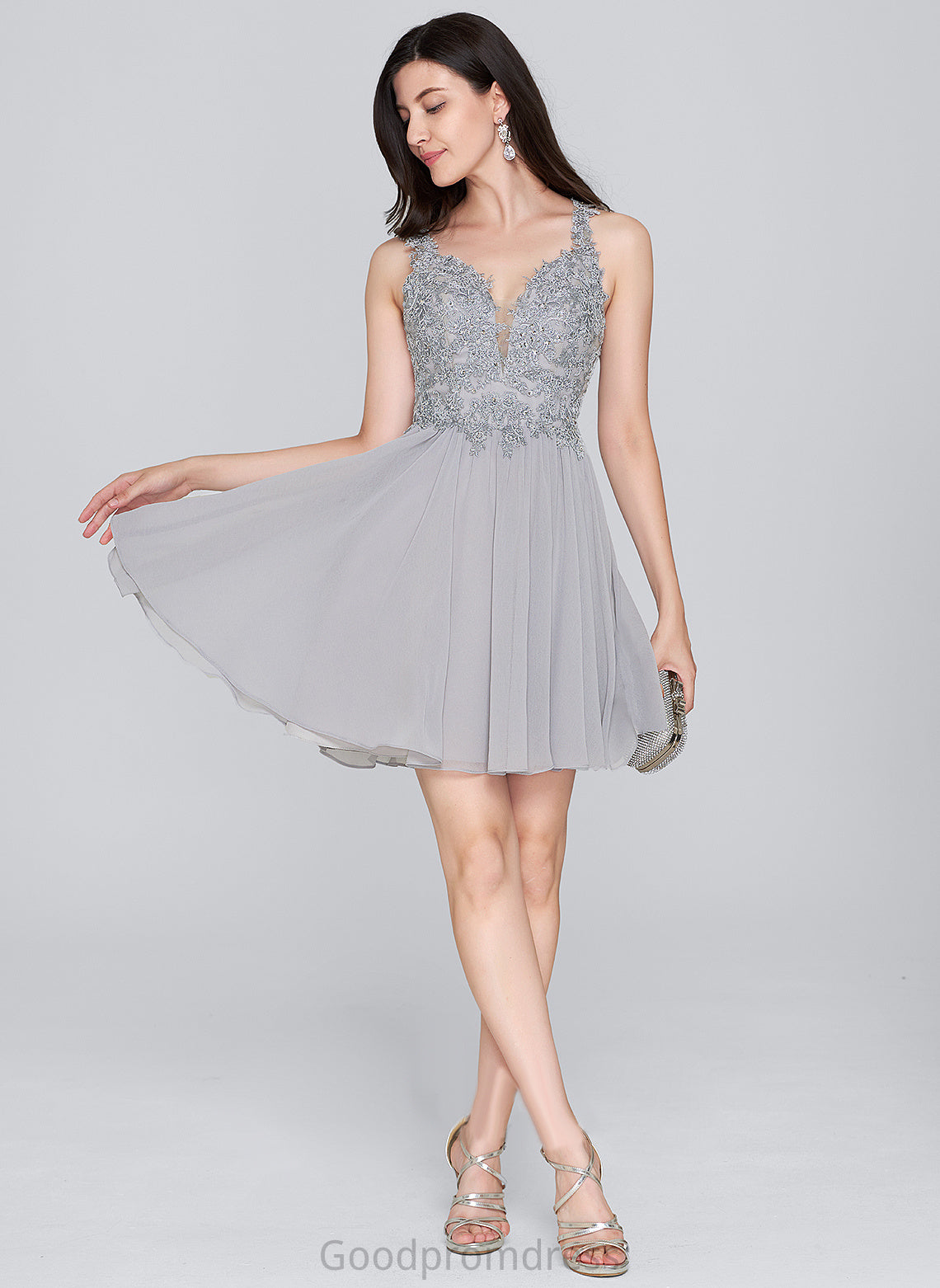 Kyra Homecoming Dresses Chiffon With Homecoming Lace Beading A-Line Sweetheart Dress Short/Mini Sequins