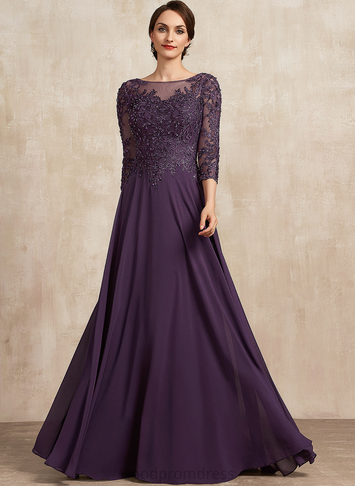 Samantha the A-Line Lace Scoop Mother of the Bride Dresses With Bride of Dress Neck Mother Chiffon Floor-Length Sequins