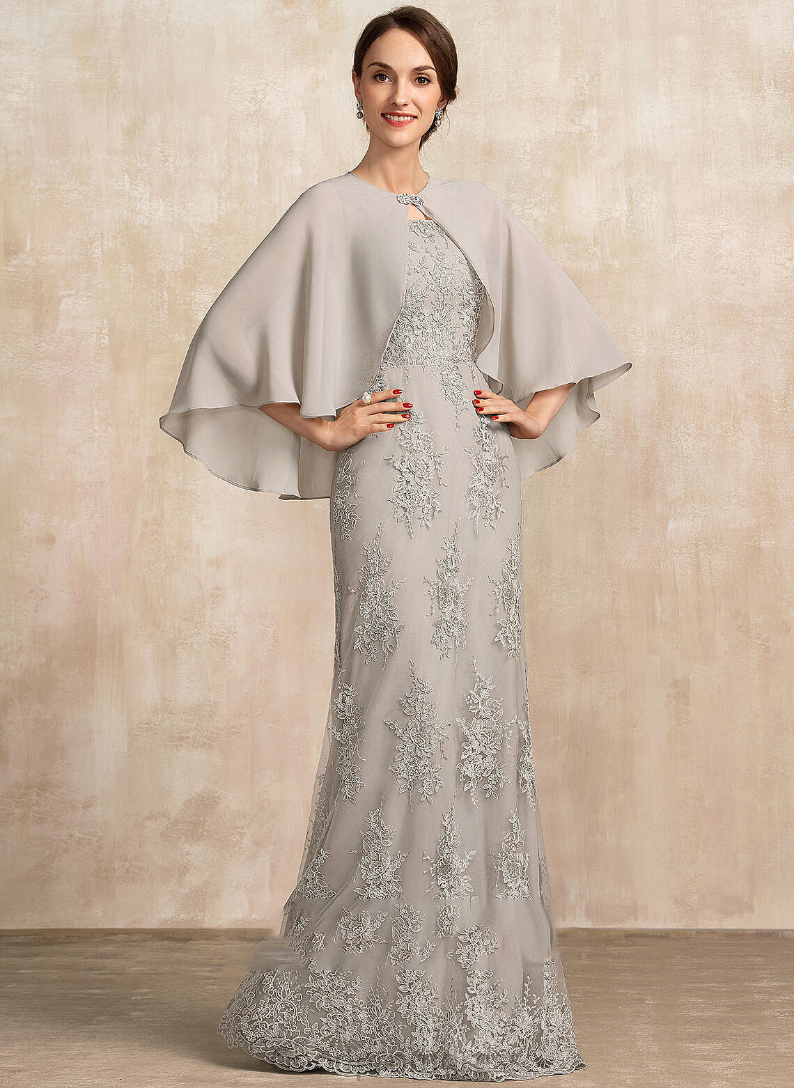 Neckline of Square Floor-Length Bride the Mother of the Bride Dresses A-Line Lace Dress Mother Lacey