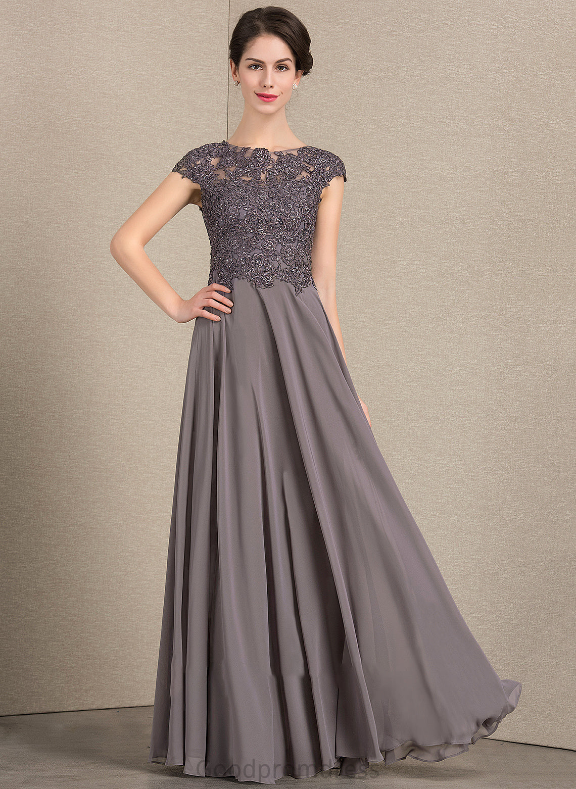 Nydia Mother of the Bride Dresses the Neck Lace With Beading Dress Floor-Length Scoop A-Line Bride of Mother Chiffon