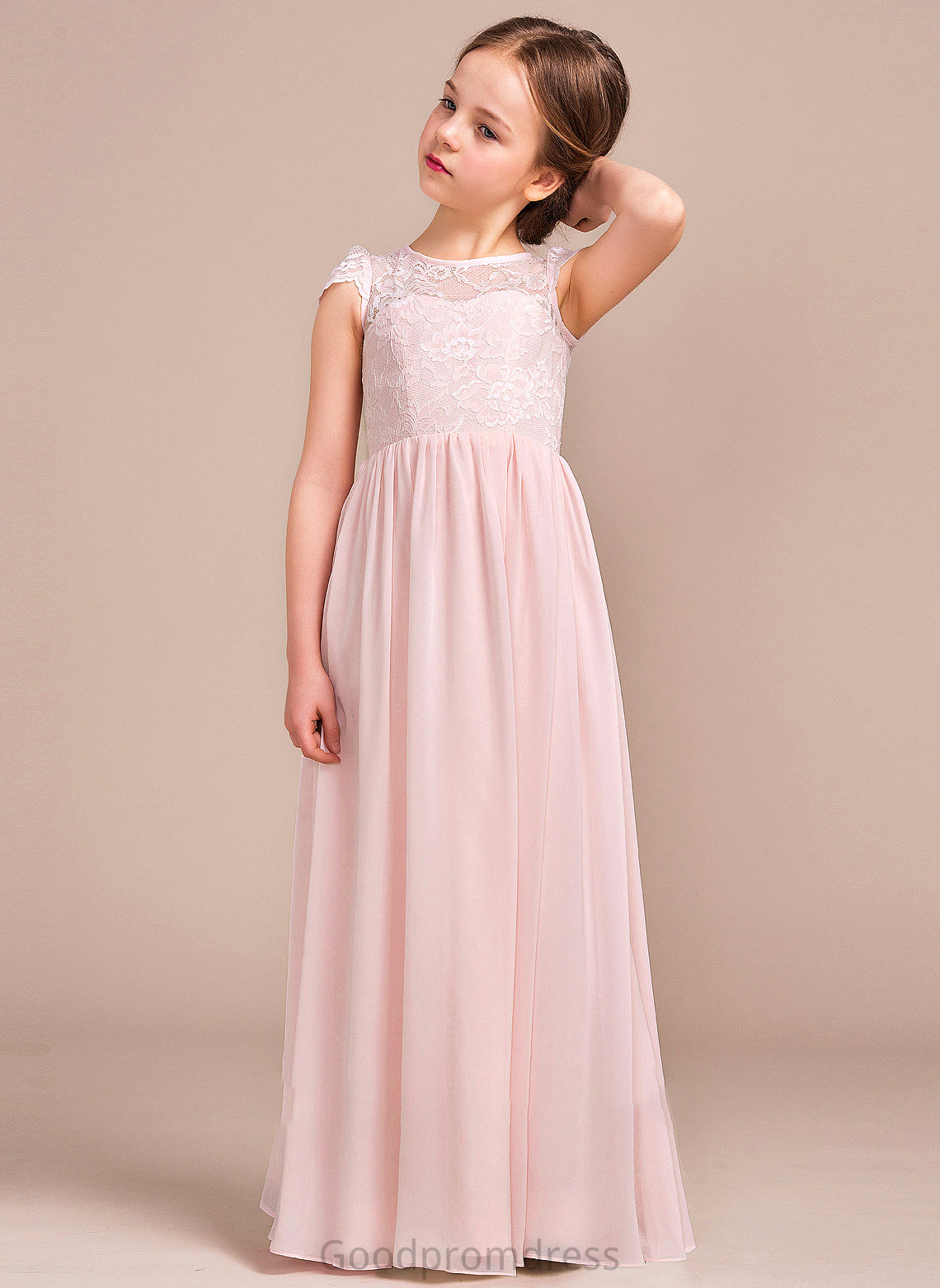 A-LineScoopNeckFloor-LengthChiffonLaceJuniorBridesmaidDress#81155 Alaina Junior Bridesmaid Dresses