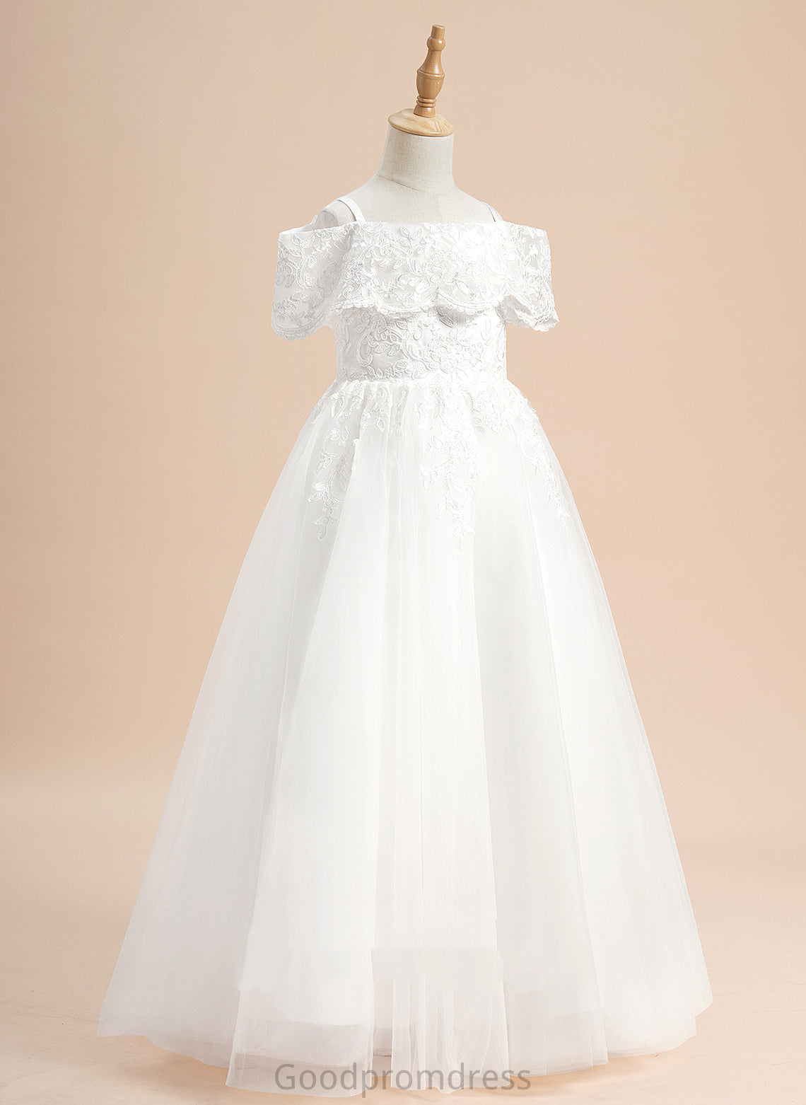 Lace Floor-length Sleeves Short With Tulle Girl Off-the-Shoulder Dress - Flower Flower Girl Dresses Ball-Gown/Princess Ryan