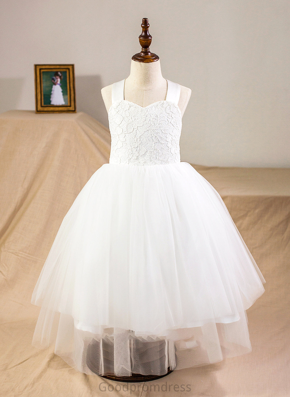 Lace Ball-Gown/Princess Satin Junior Bridesmaid Dresses Sweetheart Tea-Length Tulle With Bow(s) Eleanor