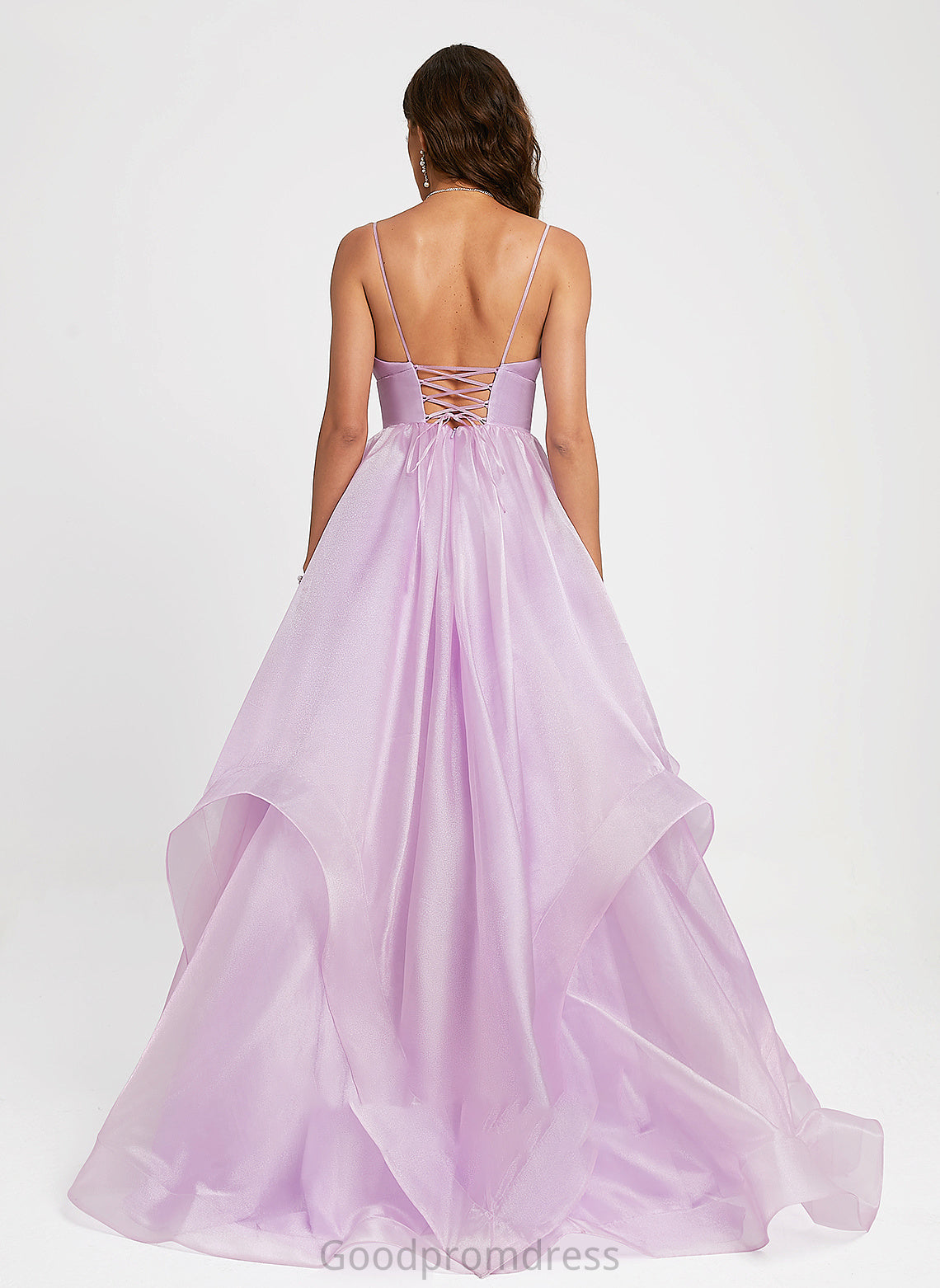 Prom Dresses Ball-Gown/Princess Sadie V-neck Organza Sweep Train