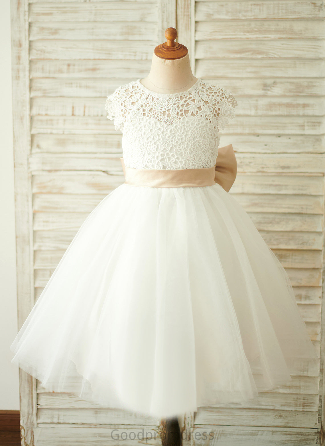 sash) Tulle/Lace Dress Scoop - Knee-length With Sleeves Wendy Flower Girl Dresses A-Line Short Flower Sash/Bow(s) Neck Girl (Undetachable