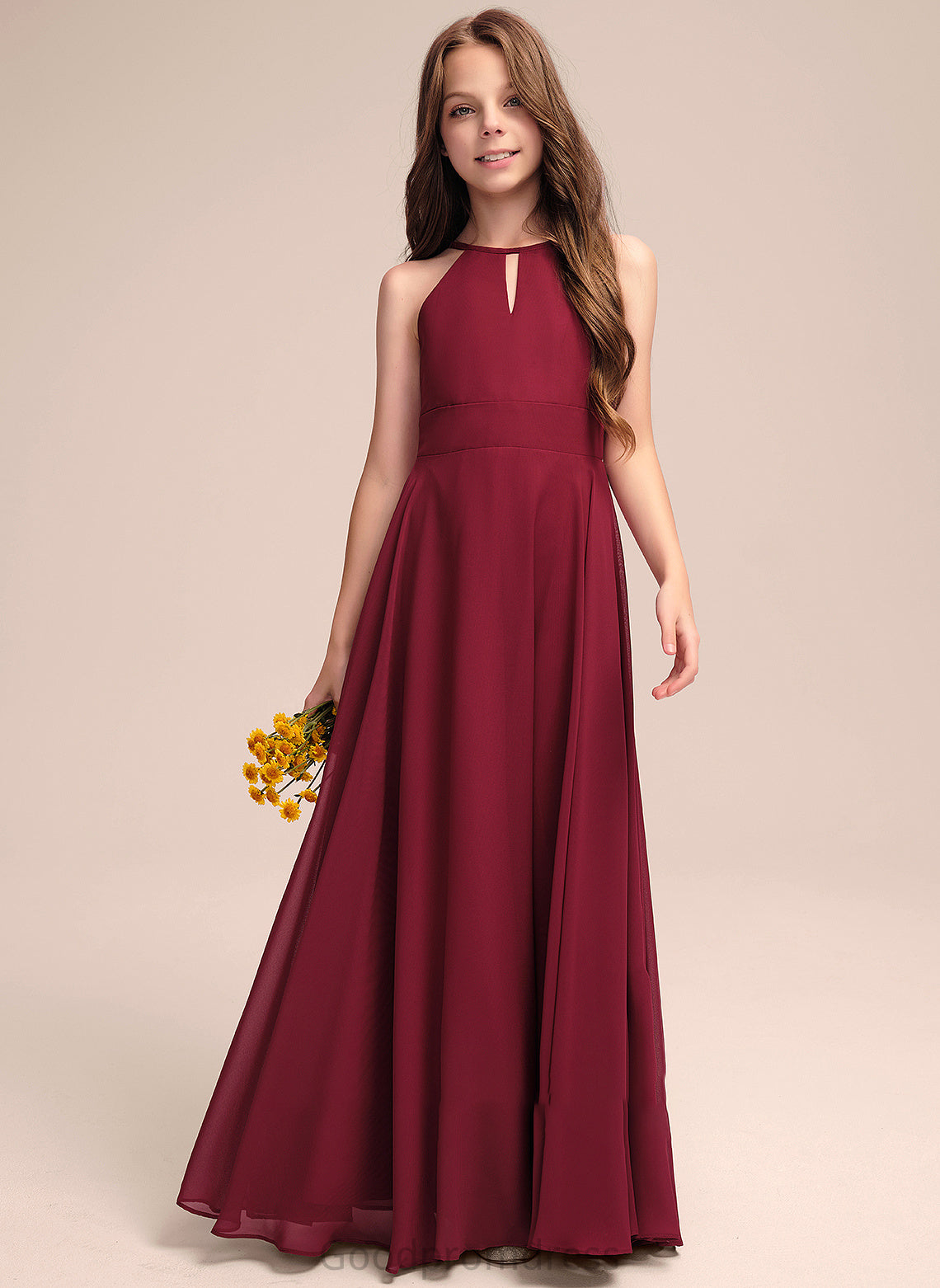 Neck Chiffon Hadley A-Line Junior Bridesmaid Dresses Floor-Length Scoop