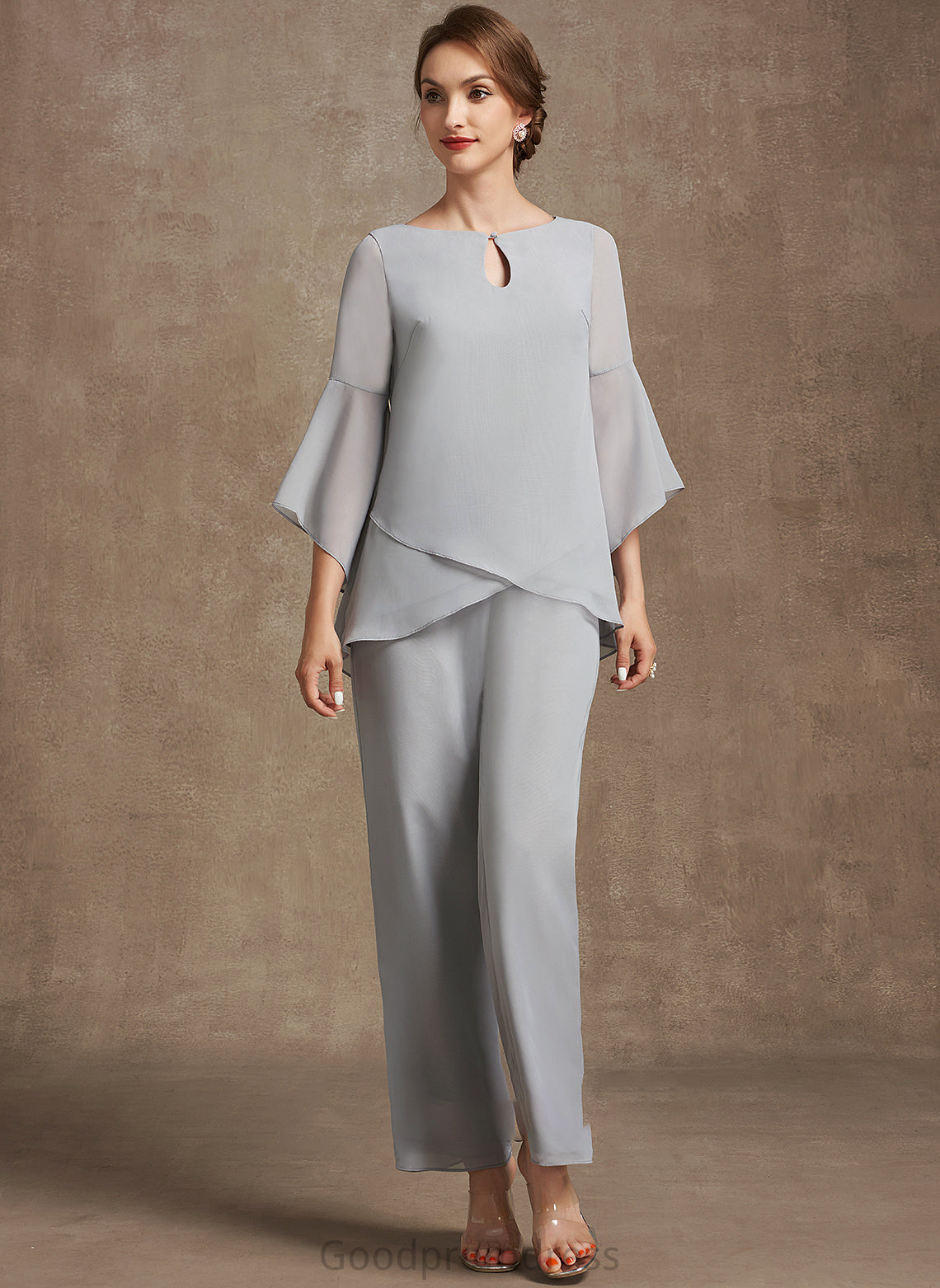 Jumpsuit/Pantsuit Neck Campbell Scoop of Ankle-Length the Dress Mother Bride Chiffon Mother of the Bride Dresses