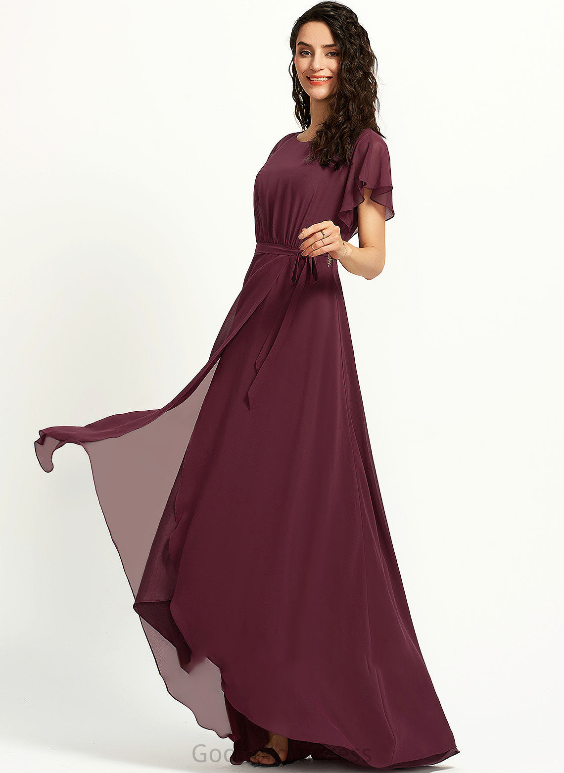 Kasey Prom Dresses Asymmetrical With Neck Ruffle A-Line Scoop