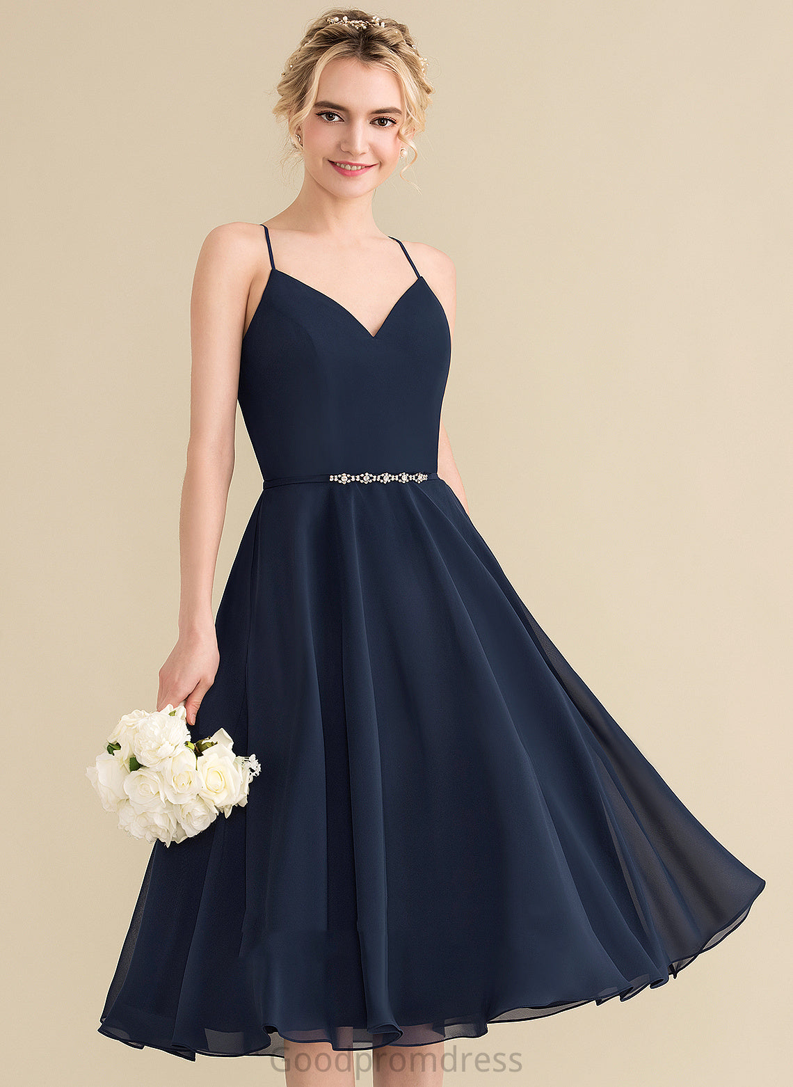 Knee-Length Sequins A-Line V-neck With Chiffon Abbigail Dress Homecoming Dresses Beading Homecoming