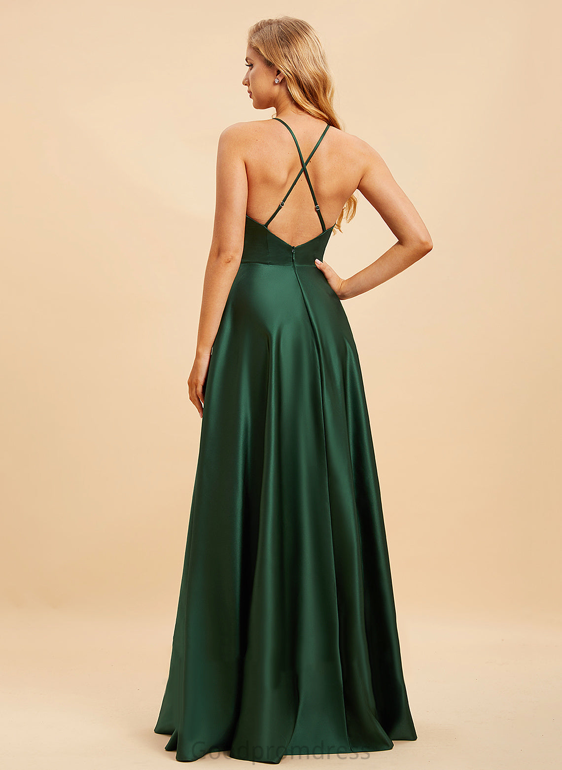 Fabric Silhouette A-Line Floor-Length Neckline Embellishment Length SplitFront HighNeck Jayla Scoop Sleeveless Bridesmaid Dresses