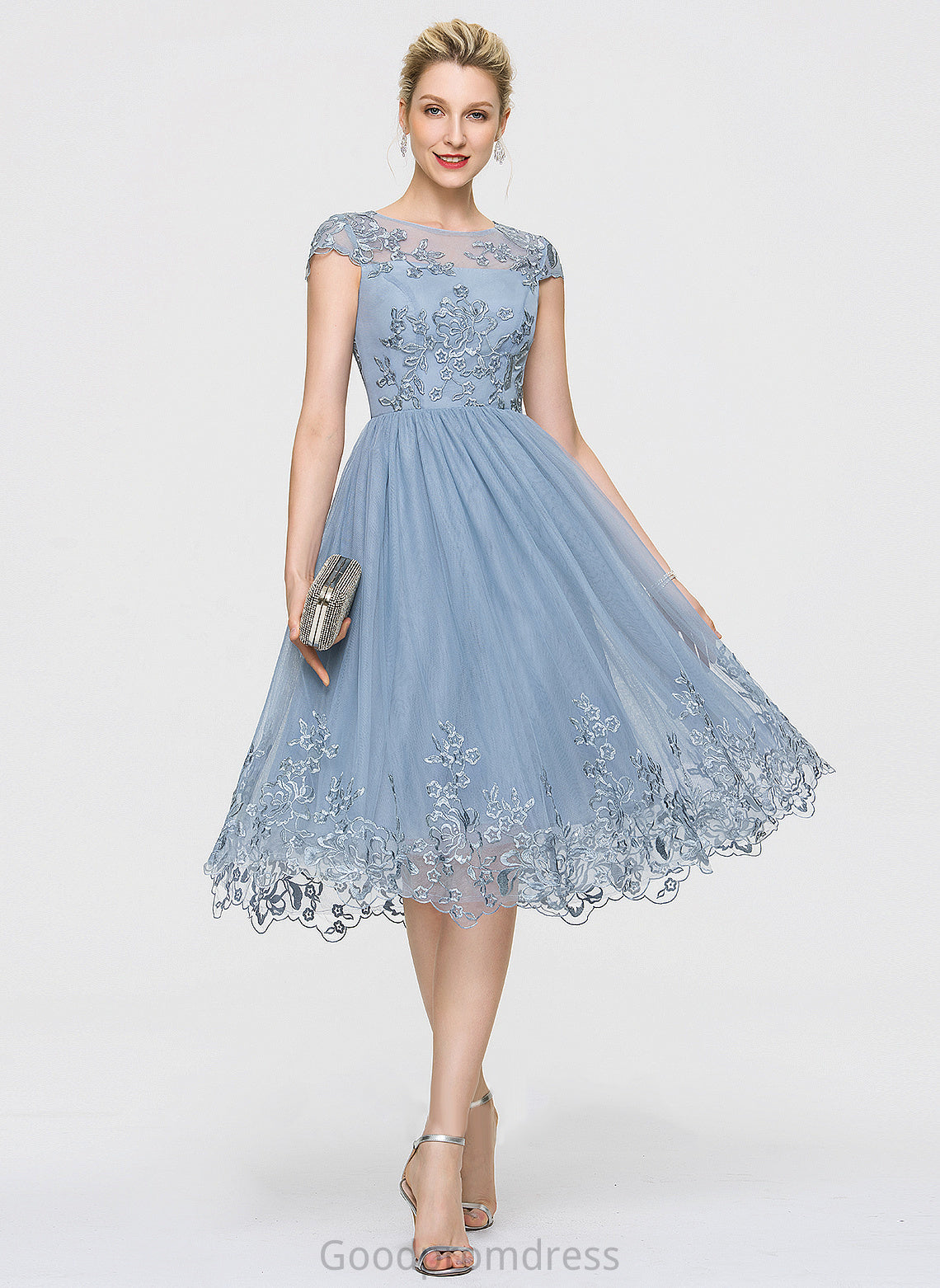 Neck With Janet Lace Tulle Dress Sequins Scoop Homecoming Knee-Length A-Line Homecoming Dresses