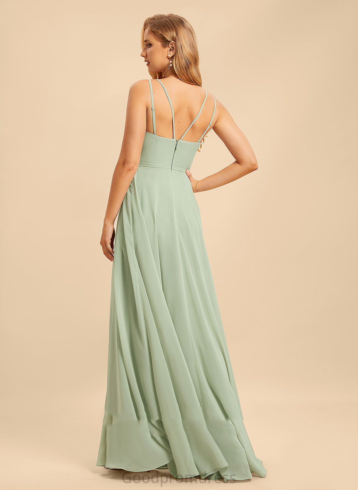 Floor-Length Neckline Fabric SplitFront Silhouette Length Embellishment SquareNeckline A-Line Skylar Natural Waist Floor Length Bridesmaid Dresses