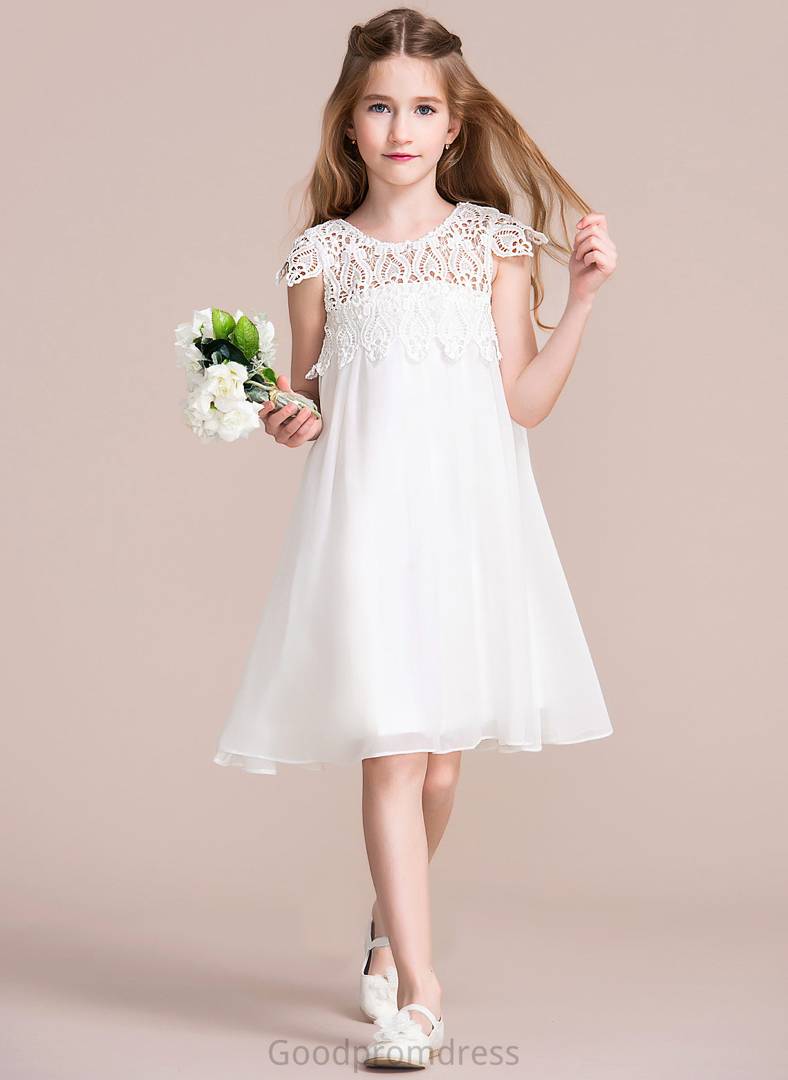 Neck Flower Girl Dresses Chiffon/Lace Sleeveless Knee-length Scoop Girl - Dress Kaylyn Empire Flower