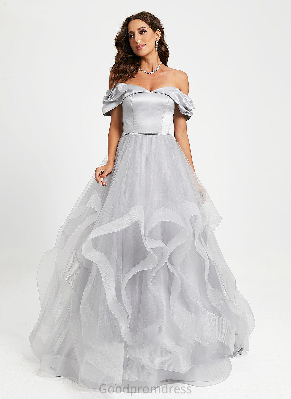 Sweep Prom Dresses Off-the-Shoulder Tulle Train Ball-Gown/Princess Lana